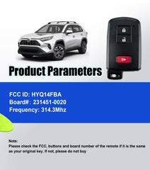 Keyless Entry Smart Prox DIY Voice Set-Up Remote Key Fob Replacement for 2013 2014 2015 2016 2017 RAV4/Camry/Corolla/Tacoma/Tundra HYQ14FBA 0020 Board