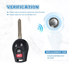 46 Chip Car Key Fob Replacement for Nissan Head 4 BTN Keyless Entry Remote Control CWTWB1U751  KR-N4SA