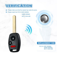 Keyless Entry Remote 3 BTN Replacment for 2006-2011 Honda Civic Remote N5F-S0084A