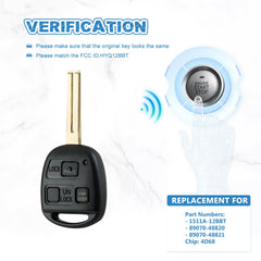 Keyless Entry Remote 4D68 chip Replacement for Lexus 2004-2006 RX330 2007-2009 RX350 3 Button,HYQ12BBT