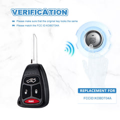 4 BTN Keyless Entry Remote Control Car Key Fob Replacement for 2005-2007 Chrysler 300 2007-2009 Aspen KOBDT04A KR-D4SB