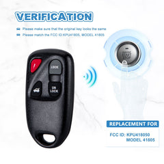 Car Key Fob 4 BTN Replacment for 2003-2005 Mazda 6 KPU41805 4238A-12076 KR-M4RA