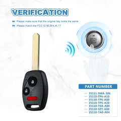 Car Key Fob Replacemnt for 2009-2013 Honda FIT Keyless Entry Remote 3 Button MLBHLIK-1T