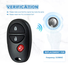 3 Button Keyless Entry Remote Car Key Fob Replacement For 2004-2017 Sienna 2008-2018 Toyota Sequoia GQ43VT20T KR-T3RC