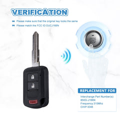 3 BTN Car Key Fob ID46 Chip 315MHZ Replacement for Mitsubishi Mirage Lancer Outlander OUCJ166N  KR-G3SD