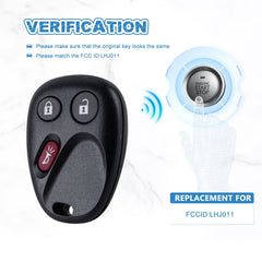 3 BTN Car Key Fob Keyless Entry Remote Replacement for Tahoe Silverado Yukon Sierra LHJ011  KR-C3RB