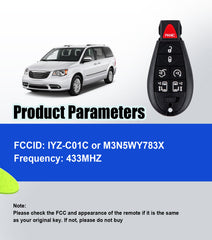 Car Key Fob Voice OBD Kit Replacement for 2008-2016 Chrylser Town & Country 2008-2020 Dodge Grand Caravan M3N5WY783X IYZ-C01C