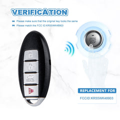 4 BTN Uncut Keyless Entry Smart Car Remote Replacement for Nissan KR55WK48903  KR-N4RB