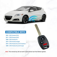 Car Key Fob Replacemnt for 2009-2013 Honda FIT Keyless Entry Remote 3 Button MLBHLIK-1T