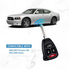 4 BTN Keyless Entry Remote Control Car Key Fob Replacement for 2005-2007 Chrysler 300 2007-2009 Aspen KOBDT04A KR-D4SB