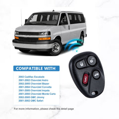 4 BTN Car Key Fob Keyless Entry Remote Replacement for Jimmy Safari Aurora Lesabre Blazer 25695954 KOBLEAR1XT KR-C4RD