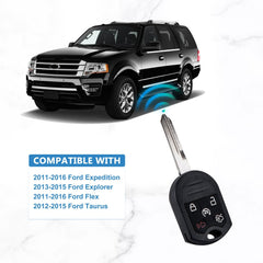 Car Key Fob 4D63-80 Chip Replacement for 2011-2016 Ford Expedition 2012-2015 Ford Taurus 5 Button 164-R8000 CWTWB1U793 KR-F5SA