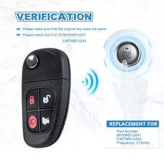 Car Key Fob Keyless Entry Remote 315mhz Replacement for 2002-2008 Jaguar S-Type, X-Type, XJ8 NHVWB1U241 KR-G4SA-05