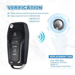 4 BTN Upgraded Flip Remote Key Fob Replacement for 2008 - 2014 Ford Escape Explorer, 2004 - 2006 LS, 2005 - 2007 Montego CWTWB1U345, CWTWB1U212, CWTWB1U331  KR-F4SG-05