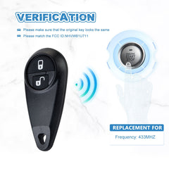 Car Key Fob Keyless Entry Control Replacement for 2005-2008 Forester/2005-2007 Impreza NHVWB1U711 433MHZ  KR-G2RB-10