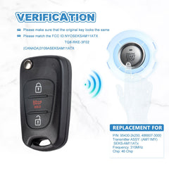 46 Chip Car Key Fob Replacement for 11-13 Kia Soul 2012-2013 Kia Sportage Remote Key 315MHz NYOSEKSAM11ATX TQ8-RKE-3F02  KR-K3RB-10