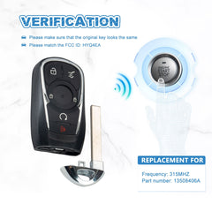 Keyless Entry Remote Car Key 315 Mhz Replacement for 2017-2020 Buick Envision HYQ4EA 13508406   KR-C5RE-05