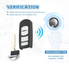 315MHZ Car Key Replacement for 2017-2019 Mazda CX-5 2016-2019 CX-9 Smart Remote Key 4B WAZSKE13D01  KR-M4RC-10