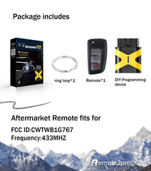 Self Programmable Remote Car Key Fob Replacement for 2014-2017 Nissan Rogue S 433MHZ with FCC: CWTWB1G767
