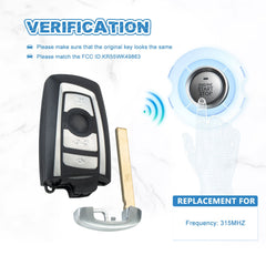 Keyless Entry Car Key Fob 315Mhz Replacement for 2010-2015 750Li/2010-2015 750Li xDrive/2010-2015 750Li/2010-2015 750Li xDrive KR55WK49863   KR-B4RB-05