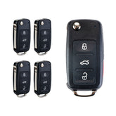 4 BTN Keyless Entry Remote Control Car Uncut Blade Flip Key Fob Replacement for 2011-2016 VW Jetta Passat Beetle 5K0-837-202-R / 5K0-837-202-F / 5K0-837-202-A / 5K0-837-202-AE  KR-V4SB