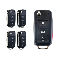 4 BTN Keyless Entry Remote Control Car Uncut Blade Flip Key Fob Replacement for 2011-2016 VW Jetta Passat Beetle 5K0-837-202-R / 5K0-837-202-F / 5K0-837-202-A / 5K0-837-202-AE  KR-V4SB