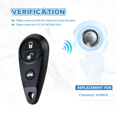Car Key Fob 433MHZ Replacement for 2011-2012 Forester/2009-2013 Impreza/2011-2013 Legacy/2011-2013 Outback CWTWB1U819  KR-G4RD-05