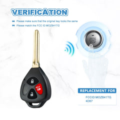 Car Key Fob Keyless Entry Remote Replacement for 2007-2010 Toyota Yaris 3 BTN MOZB41TG KR-T3SD