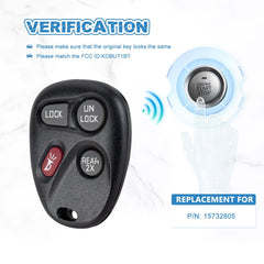 4 BTN Keyless Entry Remote Car Key Fob Replacment for 1998-2001 Astro Blazer Jimmy Safari Bravada KOBUT1BT 15732805   KR-C4RM-REAR2-10
