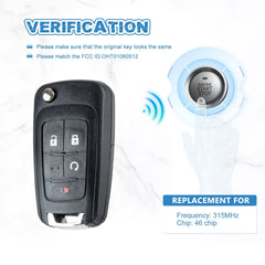 Car Key Fob Keyless Entry Remote Control 315MHZ Replacememnt for 2010-2019 Equinox 2014-2018 Buick Encore 2010-2019 GMC Terrain OHT01060512 KR-C4SC-10