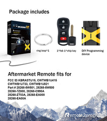 Car Key Fob Keyless Entry Remote with Self Programmable Ignition Key Replacement for Infiniti EX35/Nissan Pathfinder/Sentra with FCC: KBRASTU15/CWTWB1U733