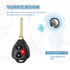 Car Key Fob Keyless Entry Remote Replacement for 2007-2010 Toyota Yaris 3 BTN MOZB41TG KR-T3SD