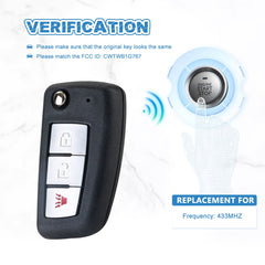 433MHZ Car Key Fob Replacement for 2014-2017 Rogue S Remote 3 Button CWTWB1G76  KR-N3RB-05