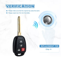 Car Key Fob H Chip Replacement for 2014 - 2017 Toyota Corolla Keyless Remote ONLY HYQ12BEL KR-T4SH