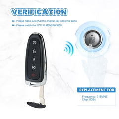 Car Key Fob Replacement for 2013-2016 Focus SE and Titanium 2017-2019 Escape 2015-2017 Focus BEV Smart Key M3N5WY8609   KR-F5RE-10