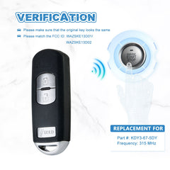 3 Button Smart Remote Key Replacement for 2012-2018 Mazdaa 3 5 CX-3 CX-5 WAZSKE13D01/ WAZSKE13D02 315MHZ  KR-M3RB-05