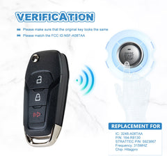 Flip Car Key Fob Uncut Replacement for 2015 - 2019 F-150/2015-2019 F350/2015 - 2019 F250 315MHZ N5F-A08TAA  KR-F3SC-05