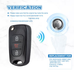 46 Chip Car Key Fob Replacement for 11-13 Kia Soul 2012-2013 Kia Sportage Remote Key 315MHz NYOSEKSAM11ATX TQ8-RKE-3F02  KR-K3RB-05