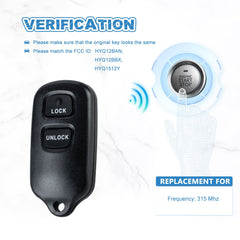 315MHZ Car Key Fob Replacement for 2004-2006 Toyota Tundra Remote HYQ12BAN, HYQ12BBX, HYQ1512Y  KR-T3RD-05