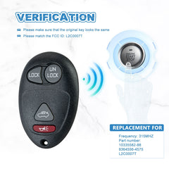 Keyless Entry Car Key Fob 315MHZ Replacement for 2001-2004 Buiick Regal, 2002-2007 Buiick Rendezvous L2C0007T  KR-U4RA-10