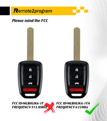 Car Key Programming Tool and Uncut Blade Car Key Replacement for Honda Accord LX/LX-S/Sport/Civic LX with FCC: MLBHLIK6-1TA