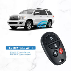 315MHZ Keyless Entry Remote Control Replacement for 2008-2016 Toyota Sequoia 2007-2015 Toyota Highland GQ43VT20T  KR-T4RC-10
