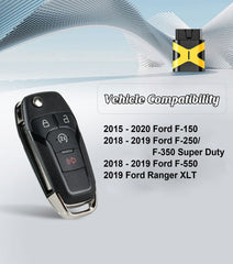 FILP Key Fob 315MHZ Replacement for 2015-2020 Ford F-150/2018-2019 Ford F-550 N5F-A08TDA Self Programmable Remote Control