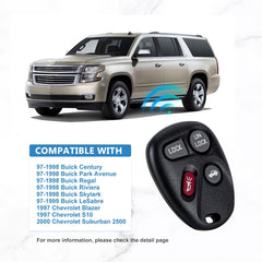 4 BTN Car Key Fob Replacement for 1996-2000 Chevy Tahoe 1997-2002 GMC Savana 1500 1997-1999 Buick Lesabre ABO1502T KR-C4RH