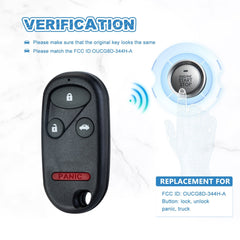 4 BTN Car Key Fob Replacement for Keyless Entry Remote for 2002-2004 Honda CR-V OUCG8D-344H-A KR-H4RA