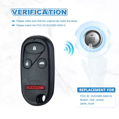 4 BTN Car Key Fob Replacement for Keyless Entry Remote for 2002-2004 Honda CR-V OUCG8D-344H-A KR-H4RA