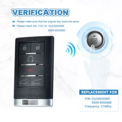6 BTN Car Key Fob Keyless Control Entry Remote Replacement for 2007-2014 Escalade ESV EXT OUC6000066 KR-G6RA