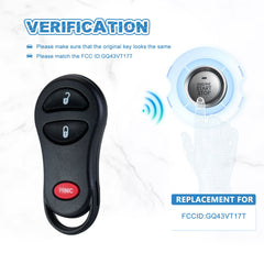 3 BTN Keyless Entry Remote Replacement for Dodge Jeep Car Key Fob GQ43VT17T  KR-D3RB