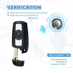 Keyless Entry Remote Replacement for BMW 2007-2011 328i xDrive 328xi Car Key Fob Remote KR55WK49127 KR55WK49123  KR-B3RA