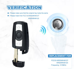 Keyless Entry Remote Replacement for BMW 2007-2011 328i xDrive 328xi Car Key Fob Remote KR55WK49127 KR55WK49123  KR-B3RA